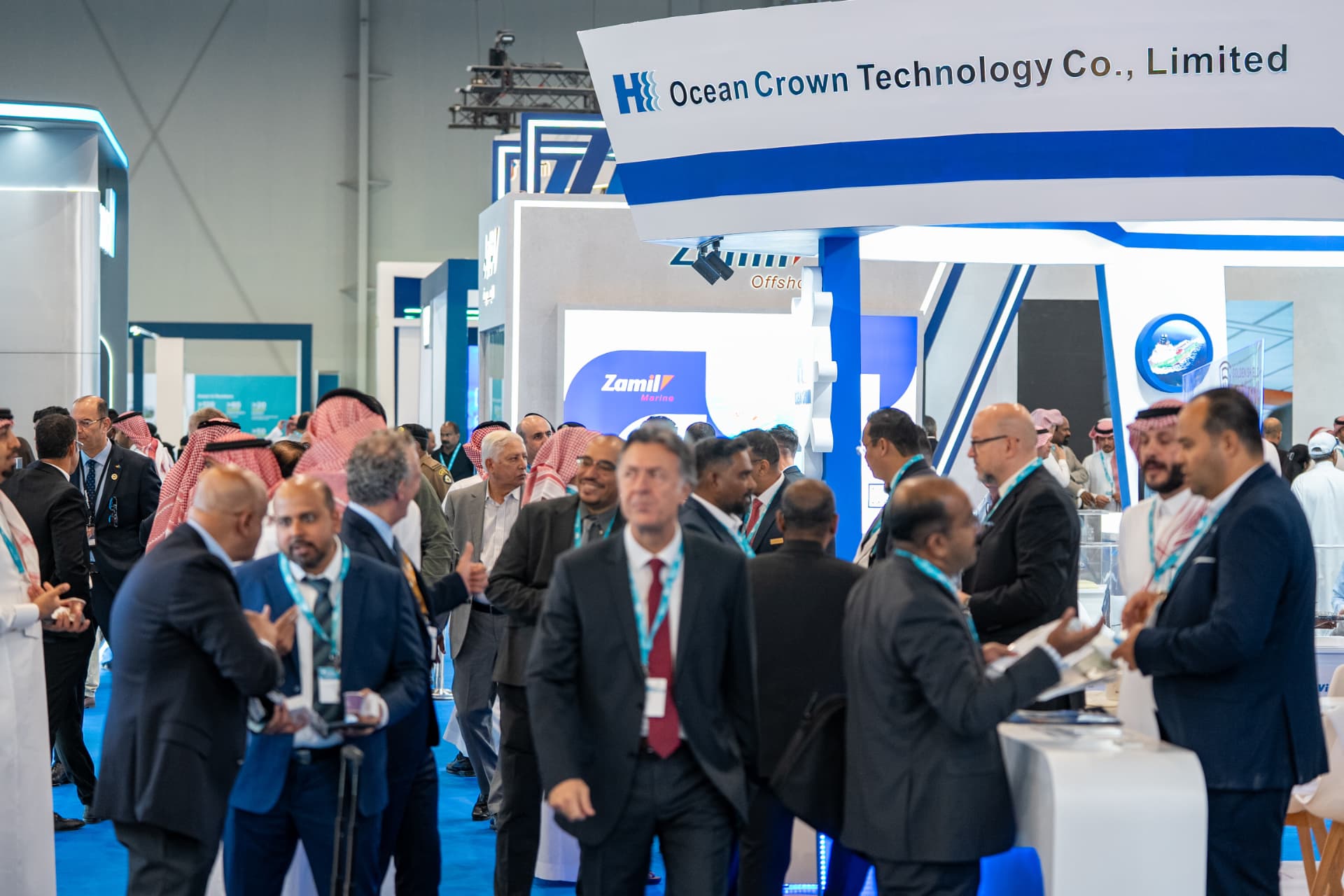 Busy exhibition networking floor